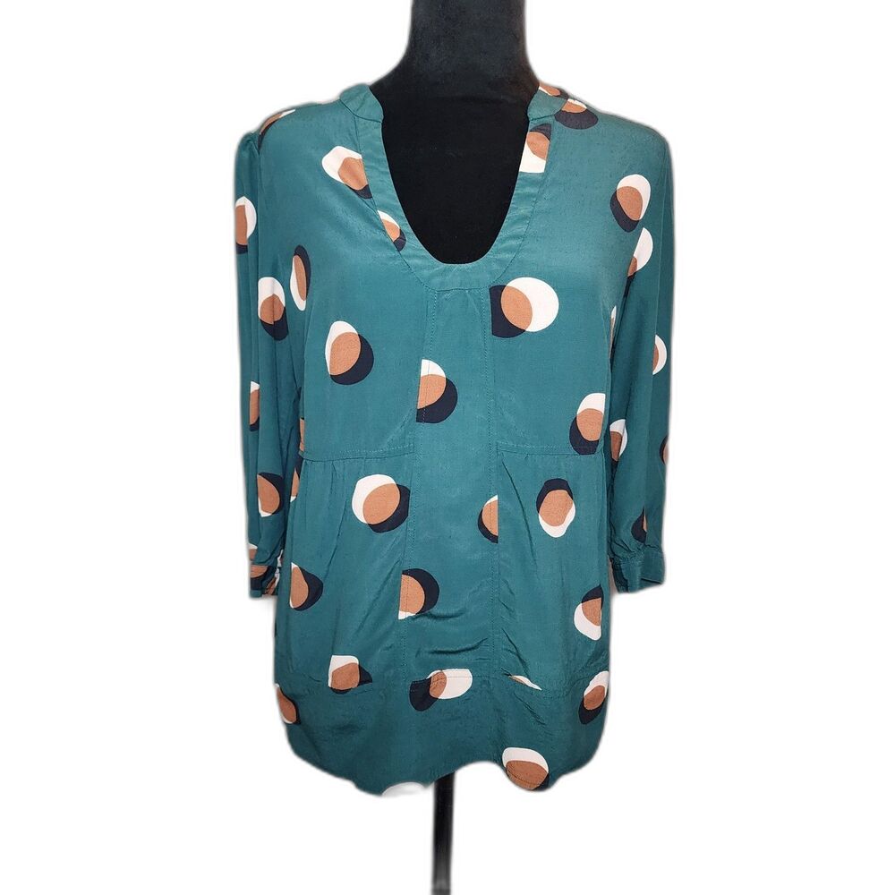 Boden Women's Sz 8 Eclipse Mollie Geometric Abstract Polka Dot Tunic Top Artsy